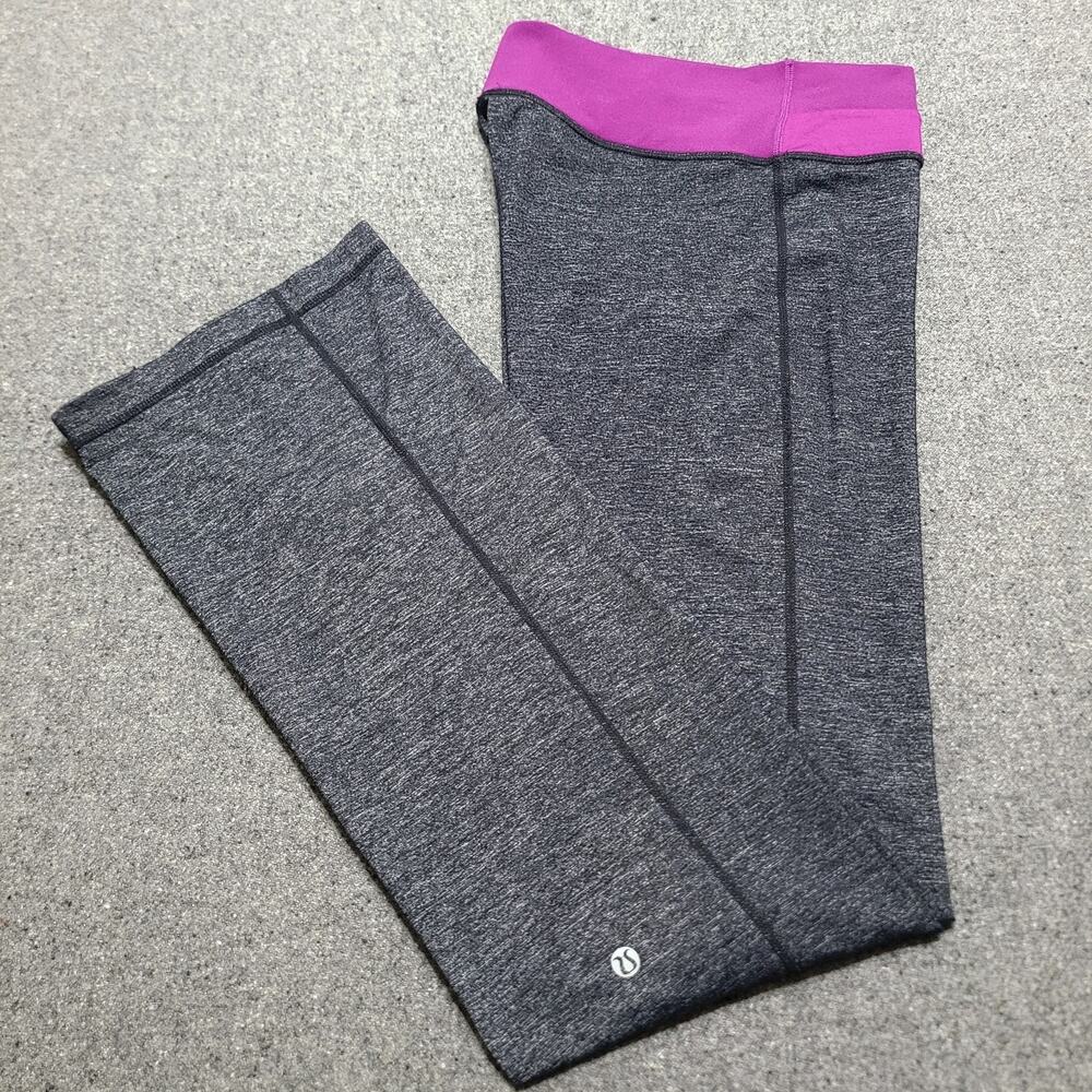 Lululemon Pants Womens 6 Small Heather Black Magenta Groove Flared Yoga Pilates